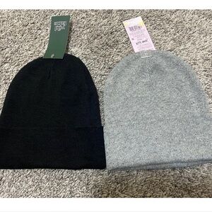 2 cuffed beanies hat, wild fable black and gray one size